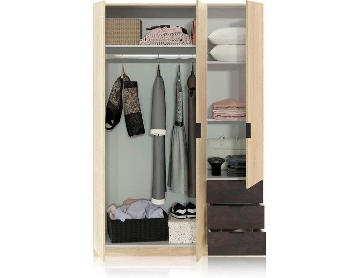 ARMARIO DE 3 PUERTAS CON 3 CAJONES