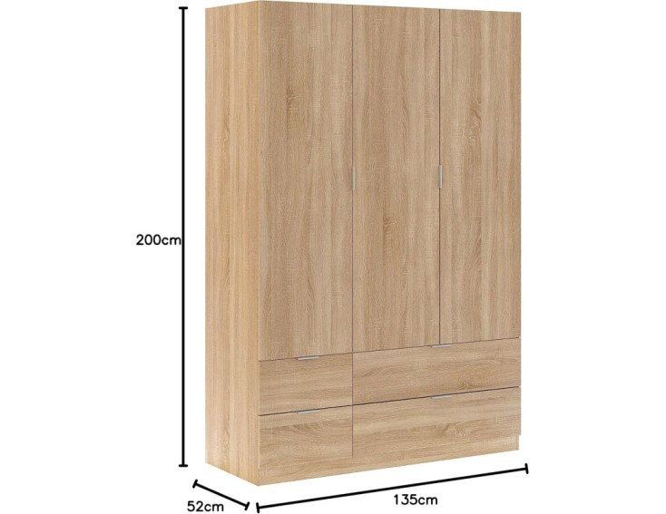 ARMARIO DE 3 PUERTA CON 4 CAJONES